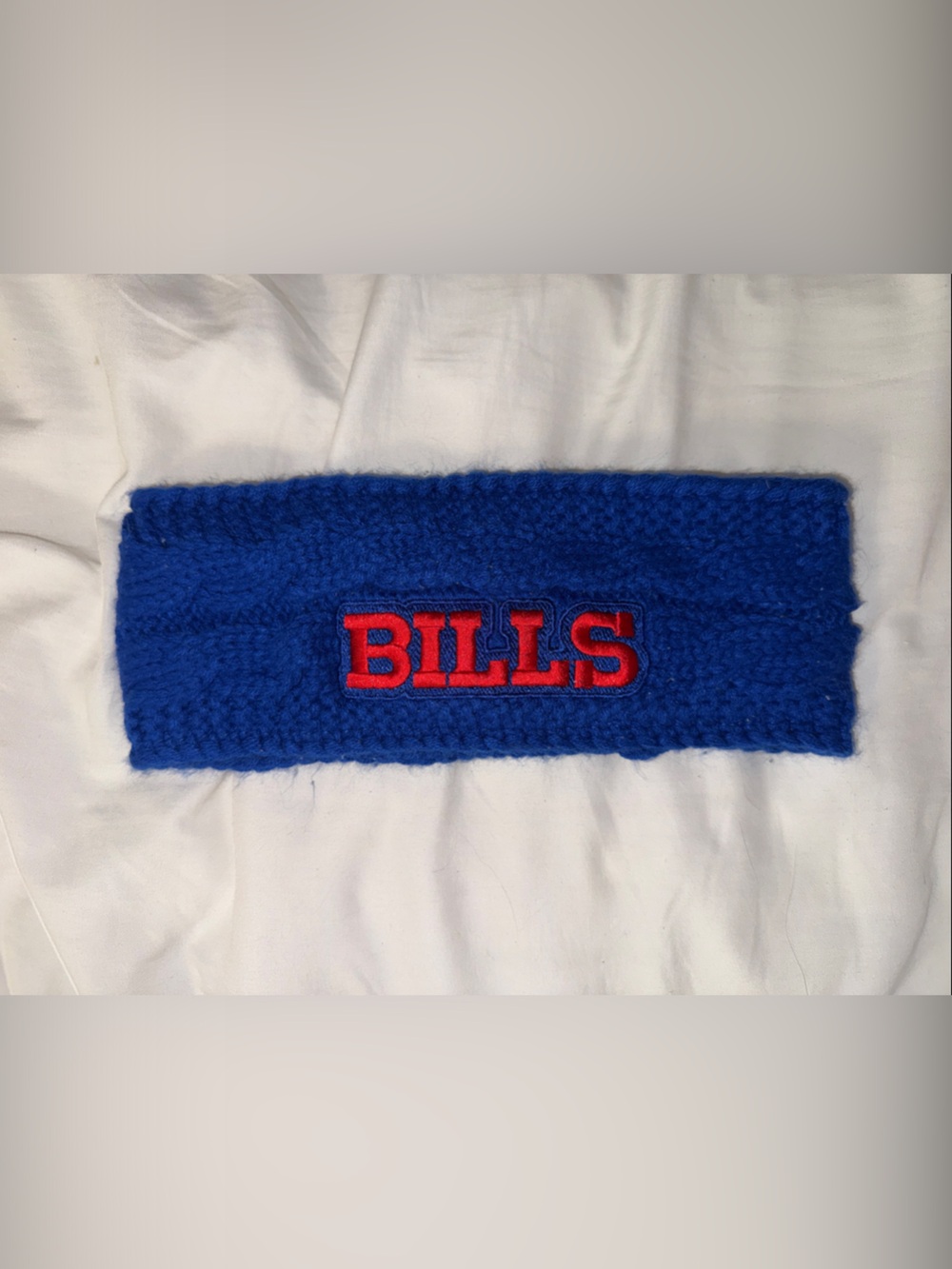 Buffalo Bills NFL Official Blue Knitted Headband with Red "BILLS" Patch